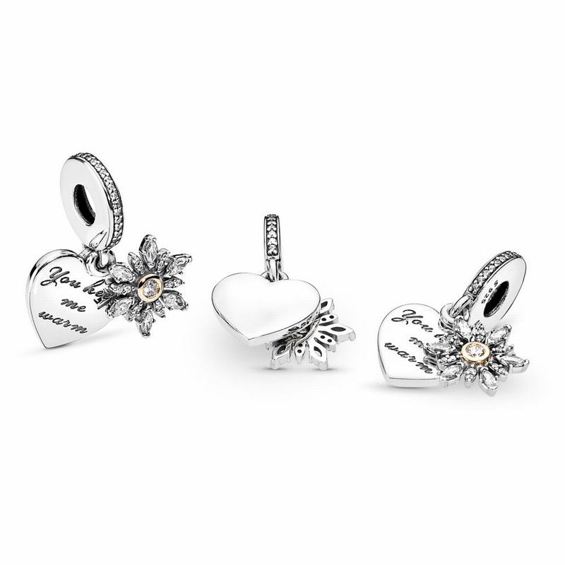 Pandora Snowflake Heart Dangle Charm Europe - Two Tone/Cubic Zirconia - 025843NXE
